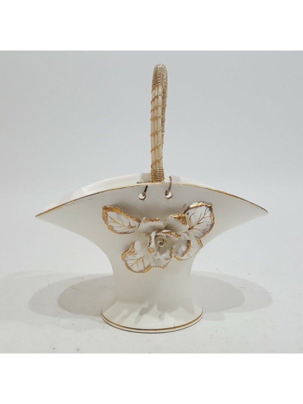 Porcelain Basket Decor White Floral Masonic Temple Treasures OES Kistner Chicago